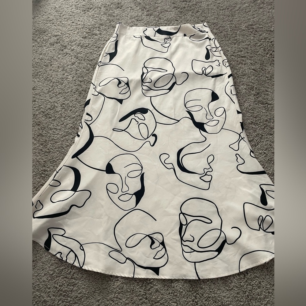 White Artsy face maxi skirt